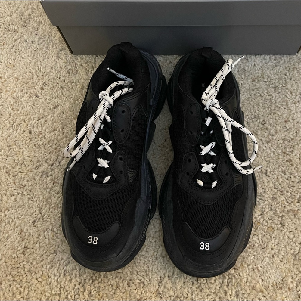 Balenciaga Triple S Sneakers, Black, Size 38